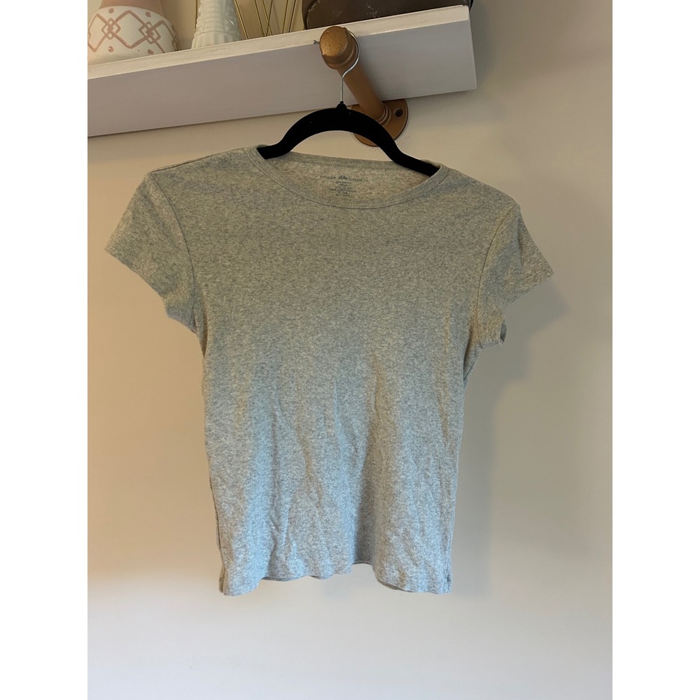 Brandy Melville Women's Gray Cotton Short Sleeve Basic Tee T-Shirt Top